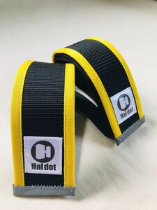 HALDOT ハルドット★ペダルストラップ 黒×黄色 イエロー★トゥーストラップクリップレス ピストバイクトリック自転車