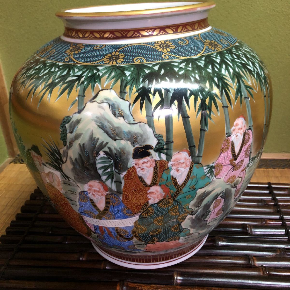 CC63 豪華絢爛有田伊万里 色絵美人花鳥図大沈香壺 細密絵付 高81cm 鶴