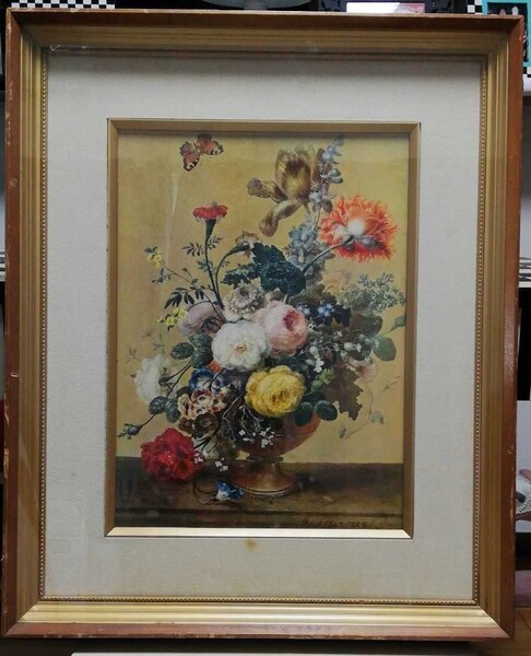 【7月限定価格】絵画 額絵★Michael Janch 「garden Flowers」★ドイツ★薔薇