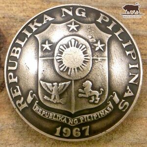 ●コンチョ ネジ式　フィリピン　50センタボ　盾　27mm　ネジ ボタン コイン パーツ