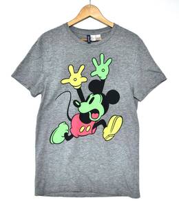 【H＆M DIVIDED×Disney】エイチアンドエム ディズニー ミッキー Tシャツ グレー S mickey 古着良品