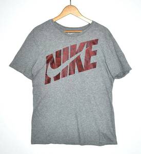 即決【NIKE】ナイキ ロゴプリントTシャツ スウォッシュ グレー L 古着 