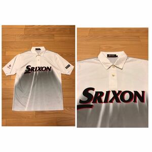  хорошая вещь *SRIXON/ Srixon мужской размер L скорость .. dry ткань. рубашка-поло с коротким рукавом редкий. правильный поверхность супер BIG Logo входить & двусторонний Mark & нашивка есть & градация!