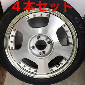 ホイールタイヤ4本セット 15インチ　ゴールドピアス　タントワゴンRミラムーヴモコ軽自動車軽トラックworkユーロラインディッシュ？ワーク