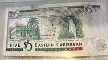 旧紙幣　東カリブ　5ドル　女王 エリザベス2世　コレクション_画像2