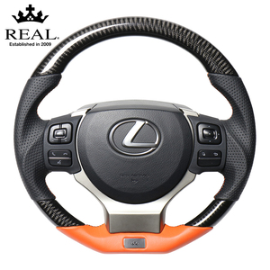 REAL- Real original exchange steering gear Lexus series LEXUS CT (10 series :3 type )/ black carbon & orange leather product number :LXB-BKC-OR