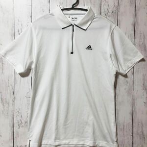 【adidas golf】アディダス ゴルフ ハーフジップ 半袖シャツ メンズ L ホワイト 送料無料！