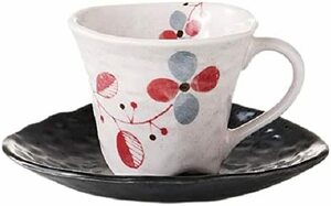 美濃焼！ ☆しあわせ・コーヒー碗皿☆ V3031-5 新品 紅茶 ミルク ラテ エスプレッソ 茶器 ギフト