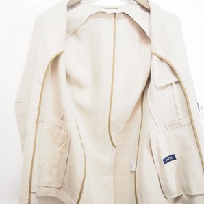 美品19SS YLEVE イレーブ LINEN CANVAS JACKET リネン キャンバス ジャケット ダブルブレスト 生成り 168-8120085 サイズ2 720Mの画像6