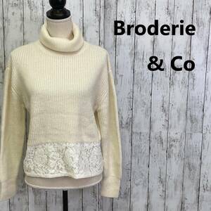 nano universe Broderie&co★ロードリーアンドコー ボーダー★裾レース タートルネック ニット セーター★サイズF　7-191