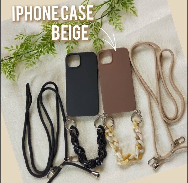 iPhone12/12pro ストラップ ケース ショルダー スマホ 茶