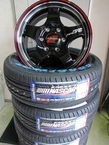 RMP RACING R05HC 17x6.5 +38 6-139.7 ブラック/リムヴァーティカルPOLレッドライン NASCARセット 200系ハイエース レジアスエース