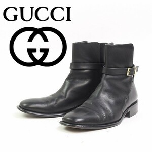 ◆GUCCI グッチ レザー ミドル エンジニア ブーツ 黒 ブラック 41 E