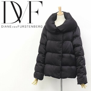 ◆DIANE von FURSTENBERG ダイアンフォン ファステンバーグ ZONA SHORT 2WAYボリュームカラー ダウン ショート コート 黒 ブラック L