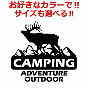 シカ マウンテン キャンプ ステッカー CAMP エルク 鹿 アウトドア 車 登山