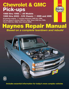 GM Chevrolet GMC CK 1988 1998 1999 2000 Suburban C1500 BLAZER TAHOE YUKON maintenance repair service book service manual repair repair 