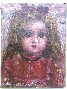 Art hand Auction e8833 Гарантированная подлинность Картина маслом Масаёси Харагути Название неизвестно Размер 0 Рамка, Рисование, Картина маслом, Портреты