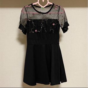 min plume ワンピース シースルー 花柄 刺繍