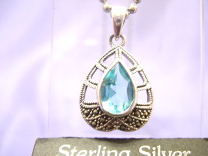  Yokohama newest silver SILVER925 silver! attraction. aquamarine manner pendant men's lady's postage 220 jpy ξgtξ ξ necklace 48a