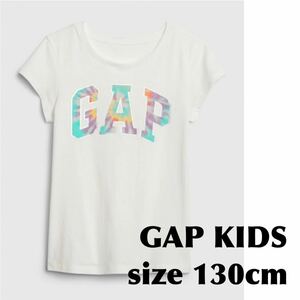  новый товар *130cm tops короткий рукав футболка белый Gap Kids Logo 120cm девочка Gap KIDS включение в покупку бесплатная доставка полцены и меньше 