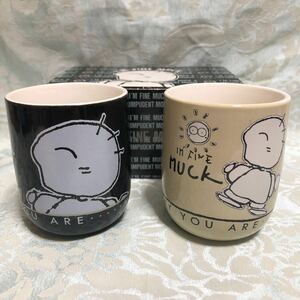 I'M FINE MUCK 湯呑み 2個セット 箱入り crown fancy goods 昭和レトロ ファンシー ゆのみ 食器 湯呑 レトロ 昭和 