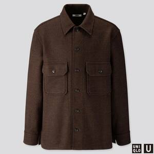 UNIQLO U（ユニクロ　ルメール　コラボ） フリースシャツジャケット（長袖） DARK BROWN Lサイズ 新品タグ付き