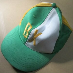 80s BROOKLYN XPRESS 帽子　CAP キャップ　緑黄　メンズ　オールド　アメカジ　古着　sy2458