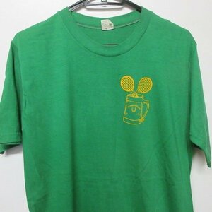 80s USA製 Tシャツ ML　緑　ウインブルドン　100%COTTON ベルハシーン　ヴィンテージ　アメリカ古着　sy2507