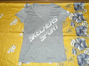 【即決】ハワイ購入 SKECHERS SPORT スケッチャーズ VネックTシャツ M グレー