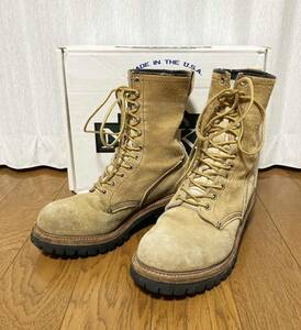 [RED WING] PT91 刺繍羽タグ スウェード ロガーブーツ レザーワークブーツ 7D ベージュ REDWING ビンテージ レッドウイング