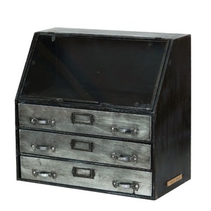  Vintage taste antique style ba lock style gothic style black iron cabinet collection case 