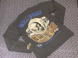 ♪SKULL WORKS(スカルワークス) FAR EAST３-SW◆長袖Tシャツ◆チャコール・グレー◆SIZE：L　未使用(１点物)