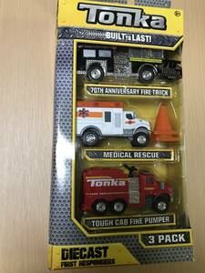 &#127937;トンカ/３台セット/TONKA/DIECAST FIRST RESPONDERS 3-PACK/FIRE TRUCK & MEDICAL RESCUE & TOUGH CAB FIRE PUMPER