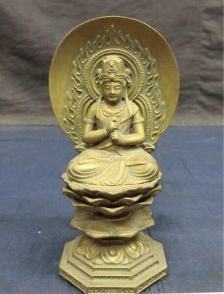 本日特別価格 G071 牧田秀雲 金属製 仏像 銅像 置物 仏教美術 