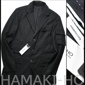 新品8.9万【HAMAKI-HO】ハマキホ/CAPP.PATCH/イタリアブランドの洒落感漂う1着/アームフラップチェスターウールコート54/XXL-XXXL相当/の画像1