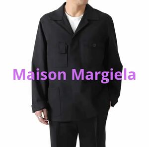 美品 Maison Margiela SHIRT JACKET BLACK メゾン マルジェラ シャツ ジャケット 46 M S50DL0426 アーカイブ エルメス ガリアーノ 黒色