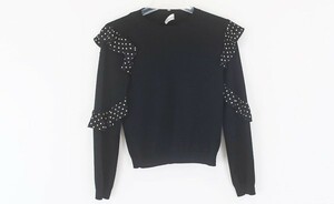 ◇【RED VALENTINO レッド ヴァレンティノ】ドットフリル ウールニット ブラック XS