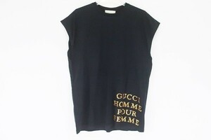 ◇【GUCCI グッチ】19SS スパンコール ロゴTシャツ 572883 カットソー ブラック XS