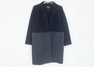 ◇【PS Paul Smith PSポールスミス】バイカラーニットコート ネイビー×グレー M