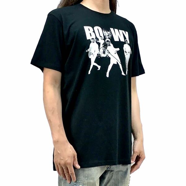 新品 ボウイ BOOWY ビートエモーション B・BLUE GIGS ドクロ スカル パロディ 邦楽 Jロック バンド Tシャツ Lサイズ 男女兼用 ユニセックス