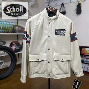 定価８万☆未使用品☆Schott ショット クラシックレーサー レザージャケット オフホワイト/S ◇アメカジ アウター コーチジャケット