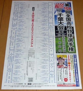 第104回全国高校野球選手権☆千葉大会☆大会プログラム・トーナメント表◆朝日新聞☆送料84円