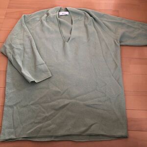 SHIPS any hole ga- men toV neck knitted pull over green 7 minute sleeve tops knitted spring mint 