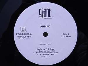 Ahmad / Back In The Day/プロモオンリー/US Original/5点以上で送料無料、10点以上で10%割引!!!/12'