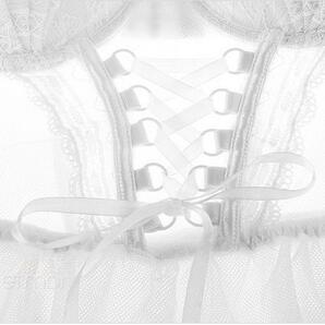 【新品】 白 コルセット 風 ベビードール ロリータ ランジェリー フリル ナイト ウェア ルーム ウェア 可愛い セクシー 姫 レディース #208の画像9