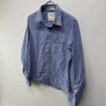 【人気】Abercrombie&Fitch/アバクロンビー&フィッチ　カジュアル　シャツ　メンズS　青／ブルー　チェック　　K2174_画像2