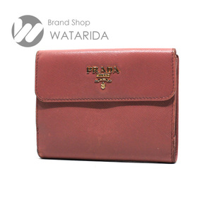 Prada Prada Wallet Safiano Leather W Crowe Wallet Dusty Rose Card Card Satural Shipping 500 иен (без учета налога)