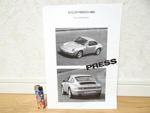 希少 非売品 90年代 ビンテージ PORSCHE PRESS INFORMATION ポルシェ 911 カレラ 993型 空冷エンジン 最終モデル チラシ