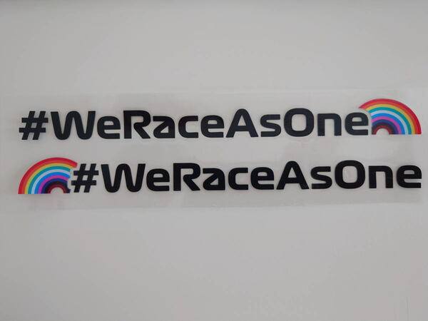 F1 切り抜きタイプ PVCステッカー 「#We Race As One」ステッカー 左右分1セット 文字色：ブラック