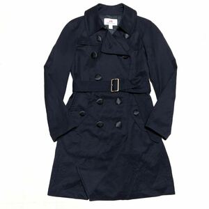 【レア】H&M × COMME des GARCONS コムデギャルソン コラボ トレンチコート ウールギャバ 女性用 レディース EUR36 ネイビー 古着 AAA40